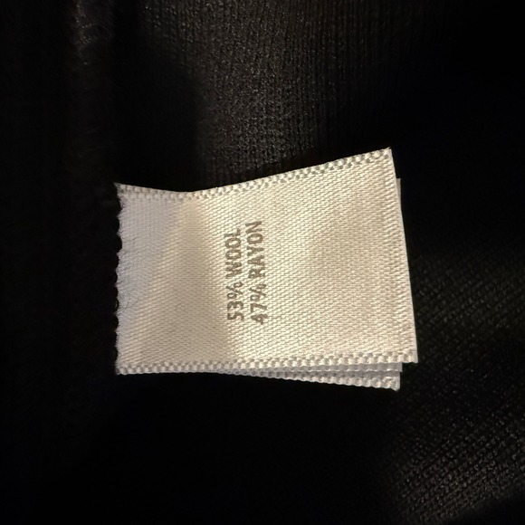 St. John Black Wool Blend Knit Dress with Cutout Leather Detail Size 12 - Picture 4 of 6